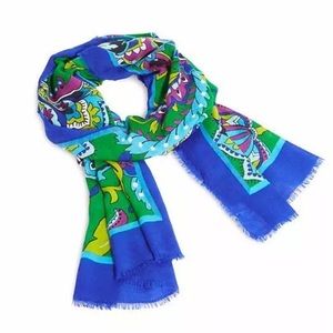 VB emerald paisley fringe scarf